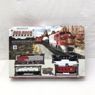 Bachmann Santa Fe Train Set Ho - Scale Red Rock Express Sf Bac00678 Ez Track