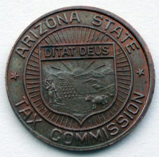 Us,  Arizona State Tax Commission Token 16mm 1.  6g Bronze Hh2.  6