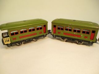 Lionel 529,  530 Olive Red 4 Wheel Pass Cars Prewar O Gauge X19439