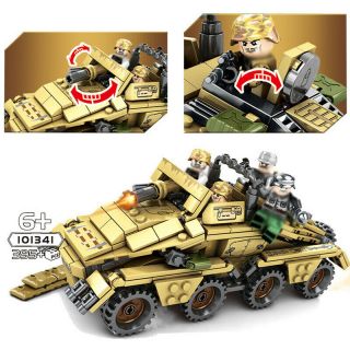 395pcs Military Armored Truck Building Blocks With Soldier Figures Toys Bricks