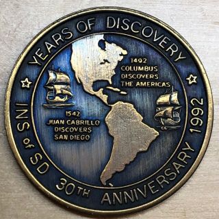 1992 International Numismatic Society Of San Diego Bronze Medal (x479)