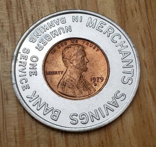 1979 - D Manchester Nh Merchants Savings Bank Encased Samples Lincoln Cent