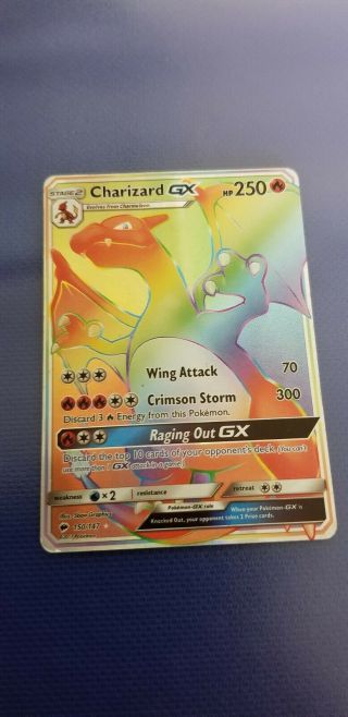Rainbow Charizard Gx 150/147 Burning Shadows Pokemon Card