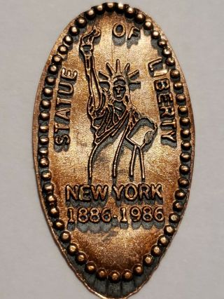 Statue Of Liberty York 1886 - 1986 Pressed Penny Smashed Elongated