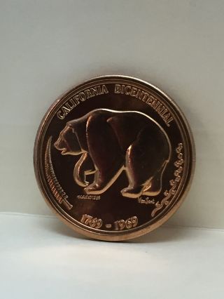 1769 - 1969 CALIFORNIA BICENTENNIAL BRONZE COIN MEDAL THE GOLDEN LAND 2