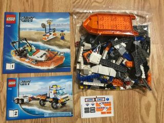 Lego City Coast Guard Truck With Speed Boat (7726) 100 Complete