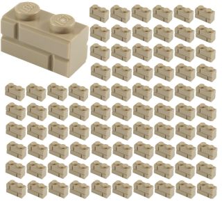 ☀️100x Lego 1x2 Dark Tan Modified Masonry Profile Bricks Wall 98283 Parts