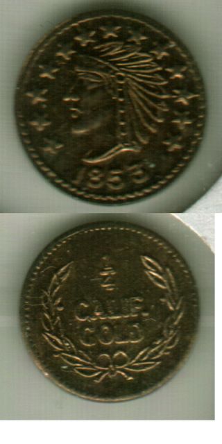 1853 California Gold 25 Cents Token