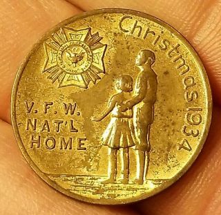 1934 Christmas Vfw National Home Good Luck & Health Coin Token