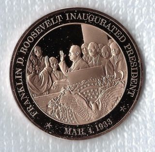, 1933 Franklin D.  Roosevelt Inaugurated President - Solid Bronze Medal