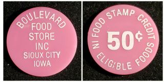 Boulevard Food Store Sioux City Iowa Food Stamp Credit 50c Token Gft189