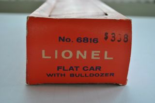 Lionel 6816 Flat Car W/bulldozer Box Scarce