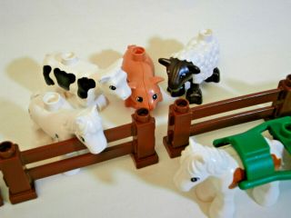 Lego Duplo - Farms Friends - Horses - Sheep - Cow - Pig - Fences - Pull Cart