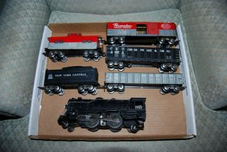 Vintage Marx 999 Locomotive,  York Central Tender And Four Cars,  O Scale.