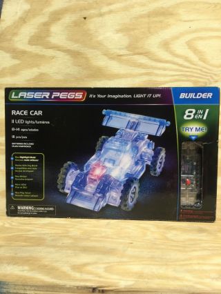 Laser Pegs Race Car 8 - In - 1 Building Set Building Kit The First Lighted Constr.