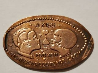 A Kiss for you Hershey ' s Chocolate World Pressed Penny Smashed Elongated 2