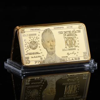 Wr United States $5 Five Dollar Fine Gold Art Bar Bullion Holiday Gifts