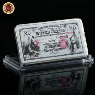 Wr Us National Bank Of Butte 1875 $20 Colored Silver Art Bar Gifts For Men