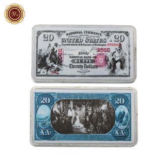 WR US National Bank of Butte 1875 $20 Colored Silver Art Bar Gifts For Men 3