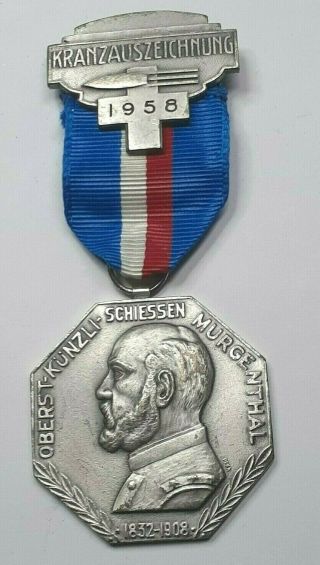 1958 Switzerland Swiss Shooting Medal & Ribbon - Paul Kramer Neuchatel