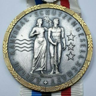 1949 Swiss Shooting Medal - Aargau - Huguenin Locle