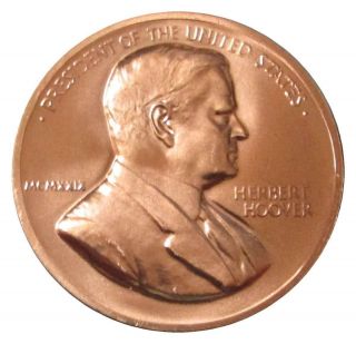 Herbert Hoover Bronze 1 5/16 " Us Made Presidential Inauguration Medal