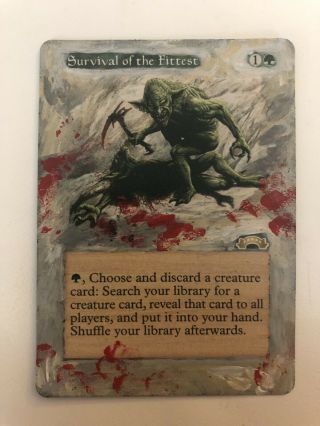 Mtg Survival Of The Fittest Altered Hand Painted Magic Full Border Art