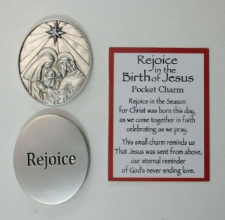 D 1x Holy Family Rejoice Christmas Rejoice In Birth Of Jesus Pocket Token Charm