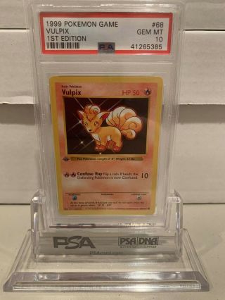 Psa 10 1st Edition Shadowless Vulpix Base Set Pokemon Card 68/102