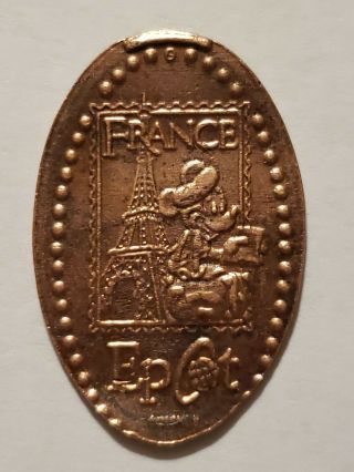 Mickey Mouse France Stamp Disney Epcot Pressed Penny Smashed Elongated