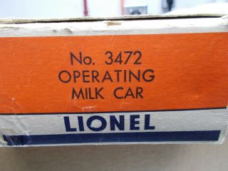 LIONEL 3472 OPERATING MILK CAR (with box) 2