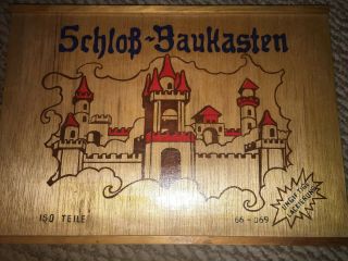 Schlob Baukasten Castle Wood Wooden Building Teile Blocks Toy Germany Vintage