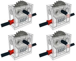 X4 Lego Gear Reducer Block (technic,  Mindstorms,  Ev3,  Gearbox,  Worm,  Compact,  Robot)