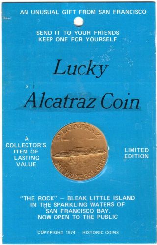 Lucky Alcatraz Coin 1974 Limited Edition In Package San Fransisco Ca 38mm