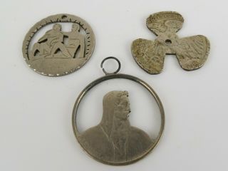 Sterling Jewelry Prison Art Coin Cut Out Pendant Love Token Folk Art Primitive