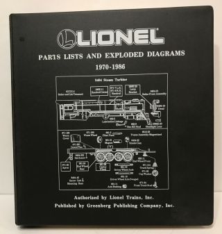 Us Lionel Parts Lists & Exploded Diagrams 1970 - 1986 3 - Ring Binder