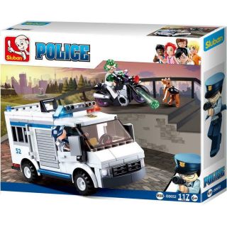 Sluban Kids Police Prisoner Transporter K9 Unit With Motorcycle Building Block