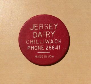Jersey Dairy Chilliwack Phone: 28841 Milk Token Good For 1 Standard Quart - Red