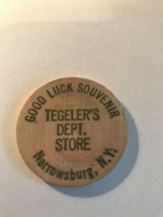 Old Narrowsburg Ny York Tegeler Department Store Wooden Nickel