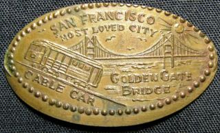 San Francisco Cable Car Golden Gate Bridge Elongated Coin