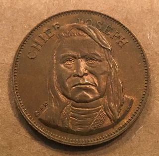 American I Dian Chief Joseph Nez Percee Tribe Token Coin Medal