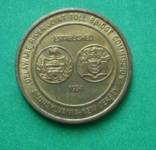 Delaware River Toll Bridge Token Pennsylvania Jersey Usa Medallion Coin