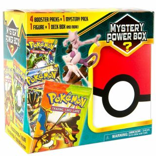 Pokemon Mystery Power Box Factory 5 Booster Packs,  Deck Box,  & Figure