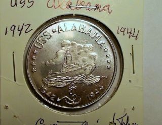 Uss Alabama 1942 - 1944 Commemorative Token / Coin / Medal