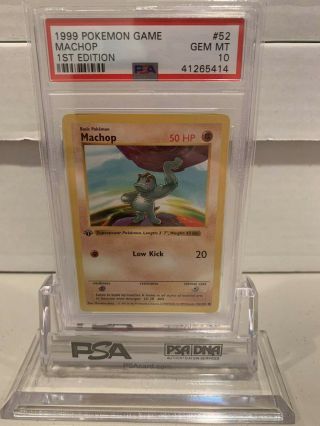 Psa 10 1st Edition Shadowless Machop Base Set Pokemon Card 52/102