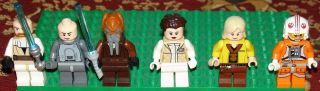 6 Lego Star Wars Minifigures Obiwan Kenobi Luke Skywalker Plo Koon Princess Leia