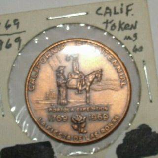 1769 - 1969 California Bicentennial Medal Portola Expedition Copper Token Coin