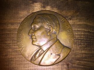 1923 Us President Warren G.  Harding Death Medallion Medal Bronze 3 " 8.  5 Oz
