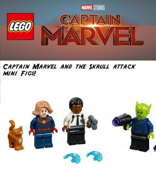 Lego Captain Marvel And The Skrull Attack Mini Figures Only Nick Fury,  Goose