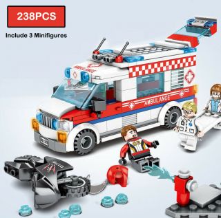 Mini City Street Hospital Ambulance Building Blocks With Boy Girls Puzzle 238pcs